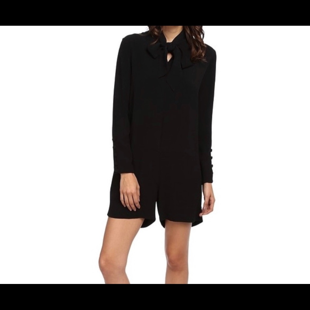 See by Chloe Crepe Tie-Neck Short Romper Jumpsuit